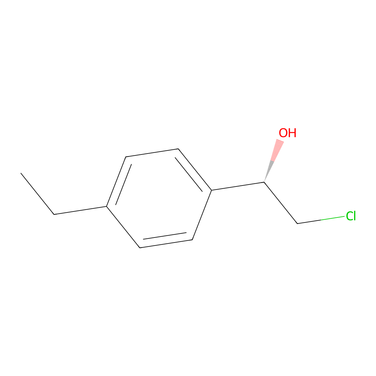 (1S)-2-chloro-1-(4-ethylphenyl)ethan-1-ol molecular structure, CAS 351068-86-5