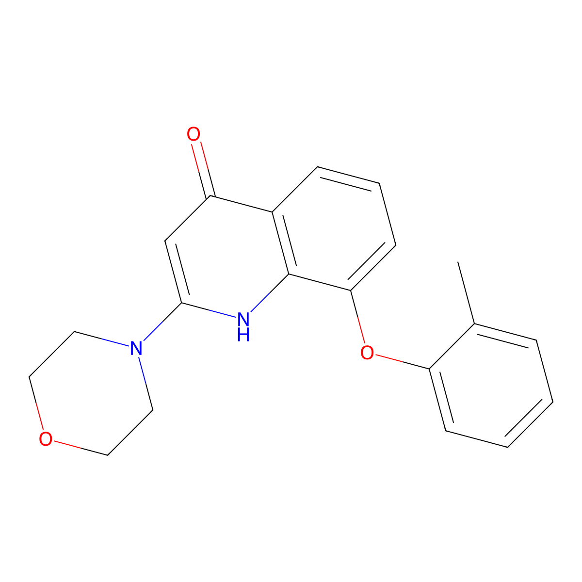 8-(2-methylphenoxy)-2-(4-morpholinyl)-1H-quinolin-4-one molecular structure, CAS 351071-62-0