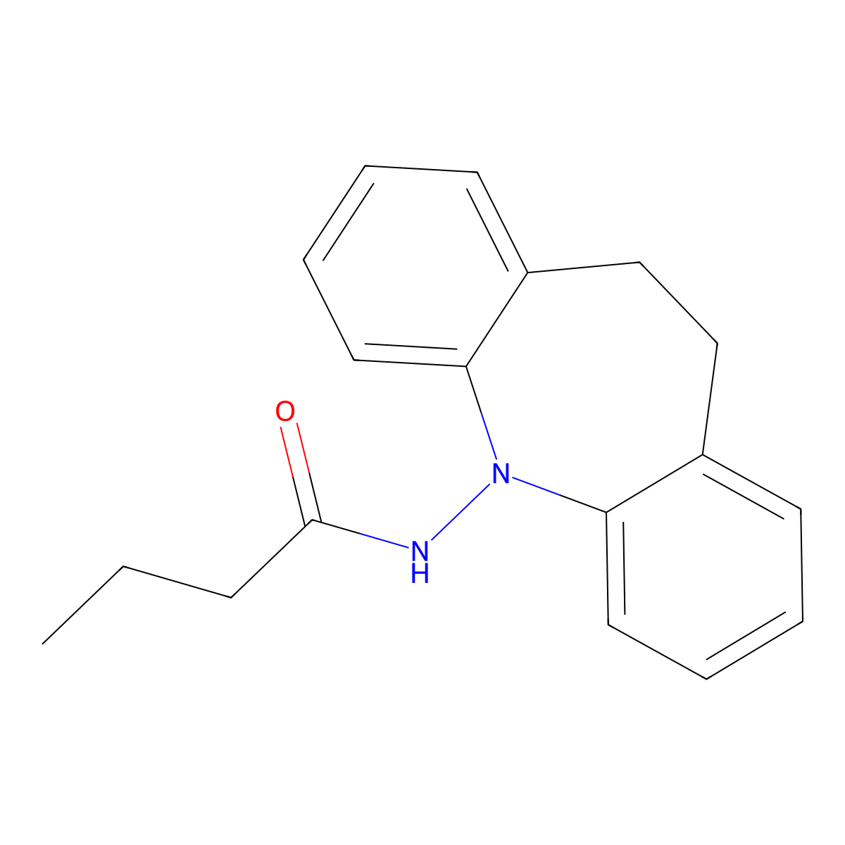 N-(5,6-dihydrobenzo[b][1]benzazepin-11-yl)butanamide molecular structure, CAS 351073-46-6