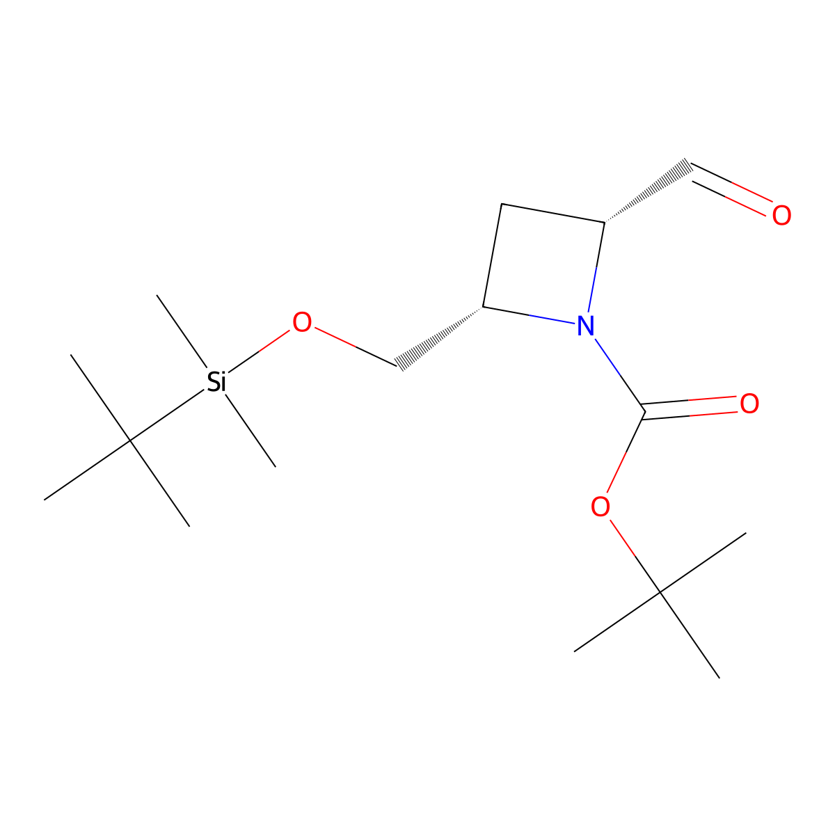 cis-1-Boc-2-(tert-butyl-dimethyl-silanyloxymethyl)-4-formyl-azetidine molecular structure, CAS 351075-72-4