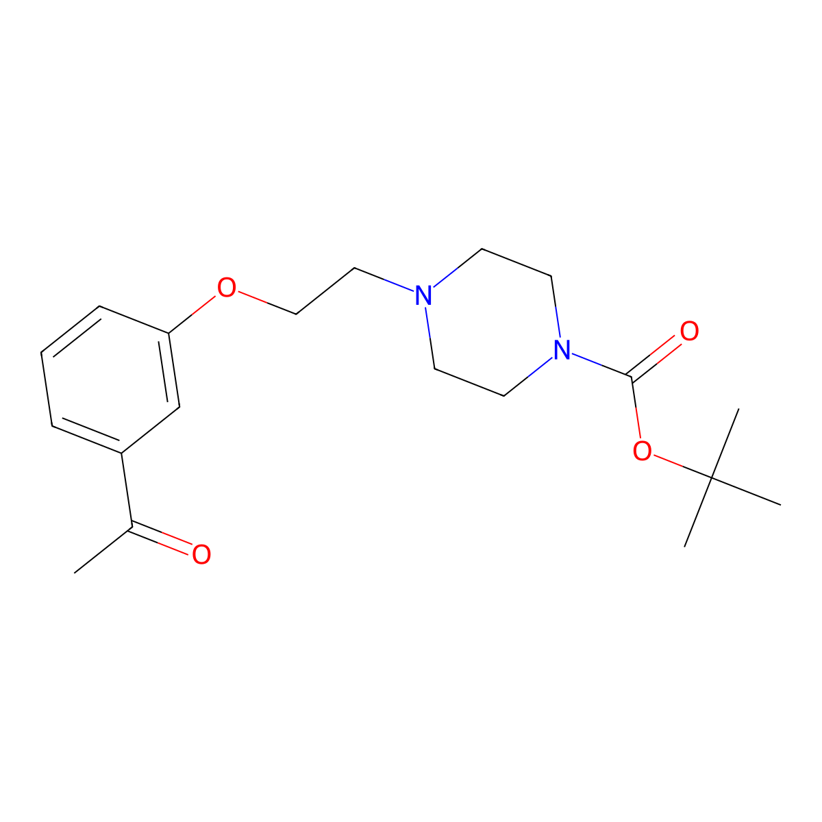 3-[2-(4-tert-Butoxycarbonylpiperazin-1-yl)ethoxy]acetophenone molecular structure, CAS 351076-06-7