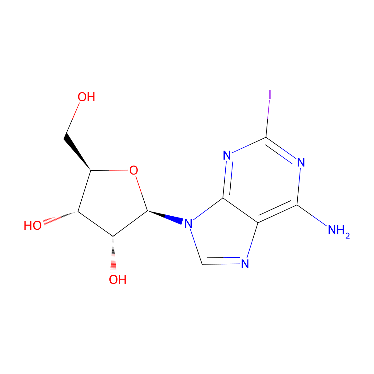 2-Iodoadenosine molecular structure, CAS 35109-88-7