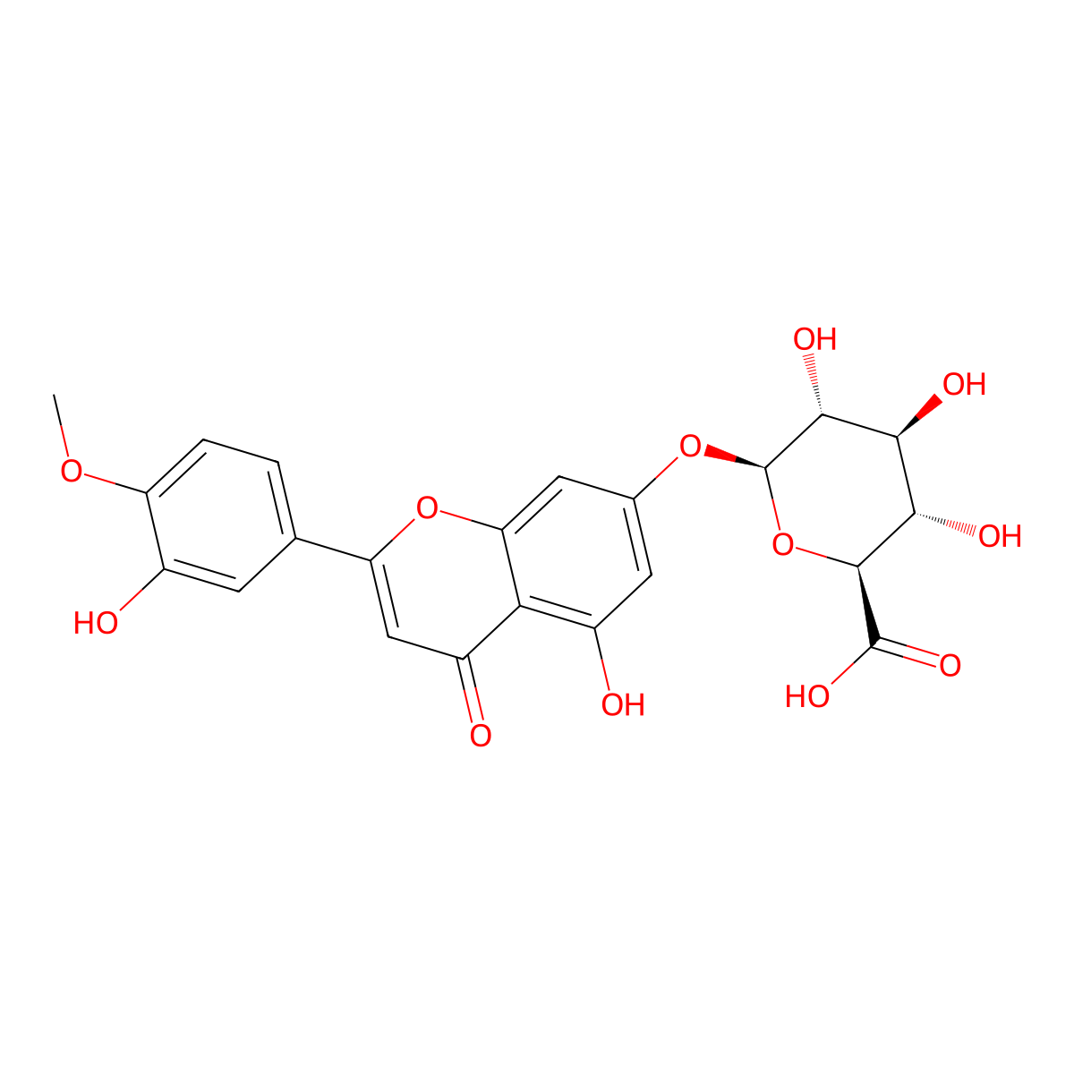 Diosmetin 7-O-beta-D-glucuronide molecular structure, CAS 35110-20-4