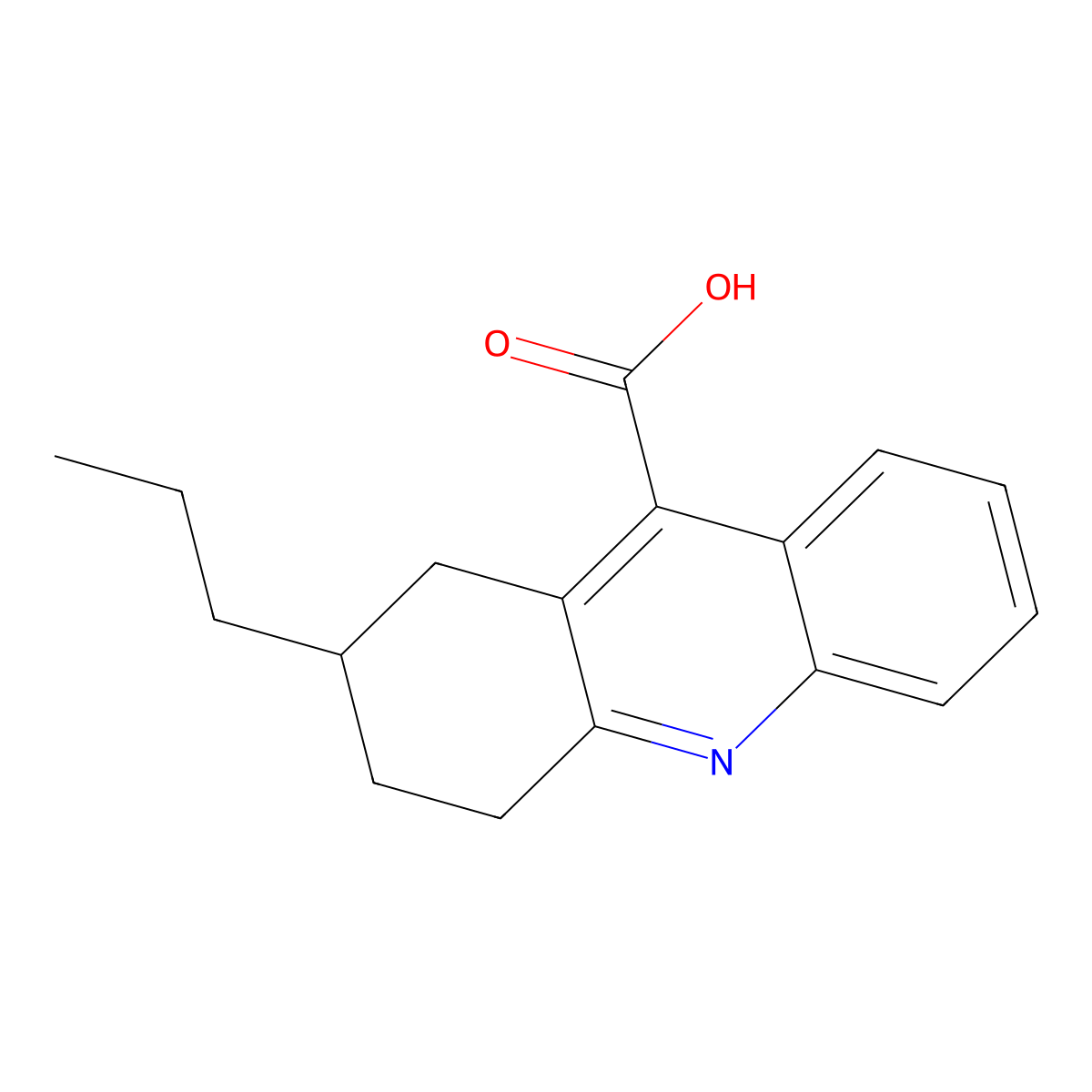 2-Propyl-1,2,3,4-tetrahydroacridine-9-carboxylic acid molecular structure, CAS 351154-71-7
