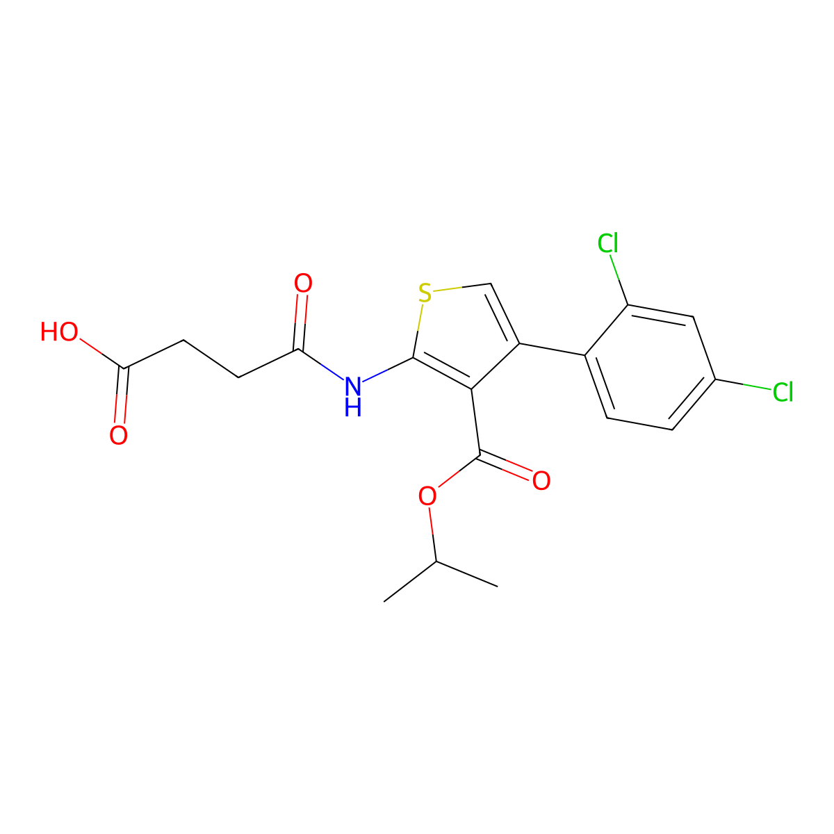 4-[[4-(2,4-Dichlorophenyl)-3-propan-2-yloxycarbonylthiophen-2-yl]amino]-4-oxobutanoic acid molecular structure, CAS 351154-78-4