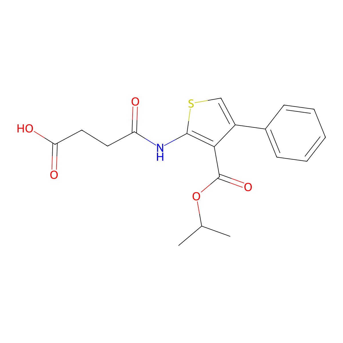 4-Oxo-4-[(4-phenyl-3-propan-2-yloxycarbonylthiophen-2-yl)amino]butanoic acid molecular structure, CAS 351154-82-0