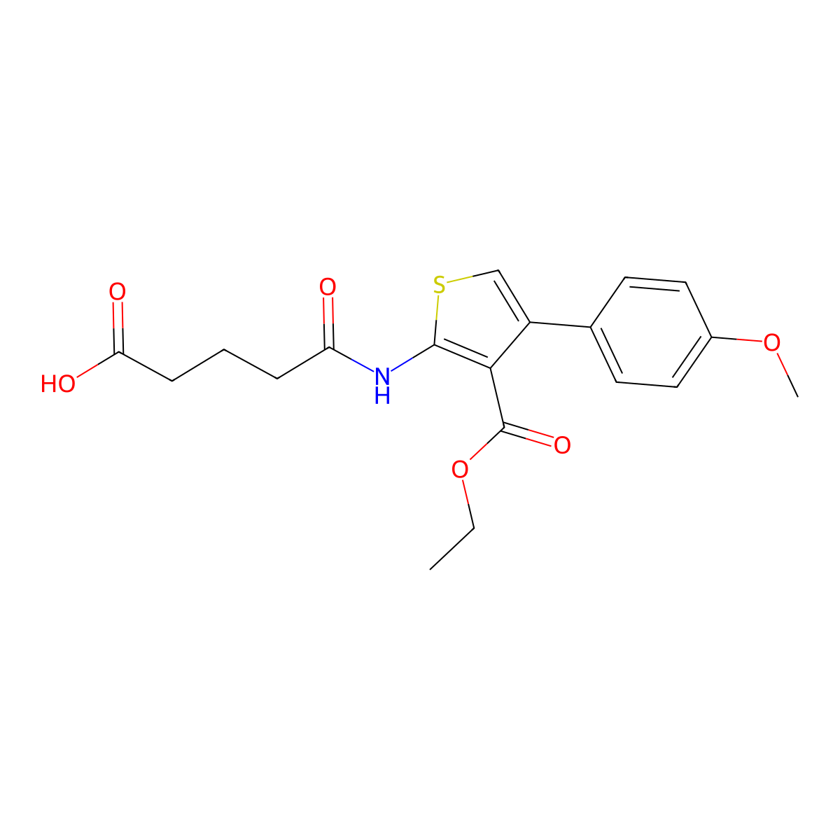 5-[[3-Ethoxycarbonyl-4-(4-methoxyphenyl)thiophen-2-yl]amino]-5-oxopentanoic acid molecular structure, CAS 351154-96-6