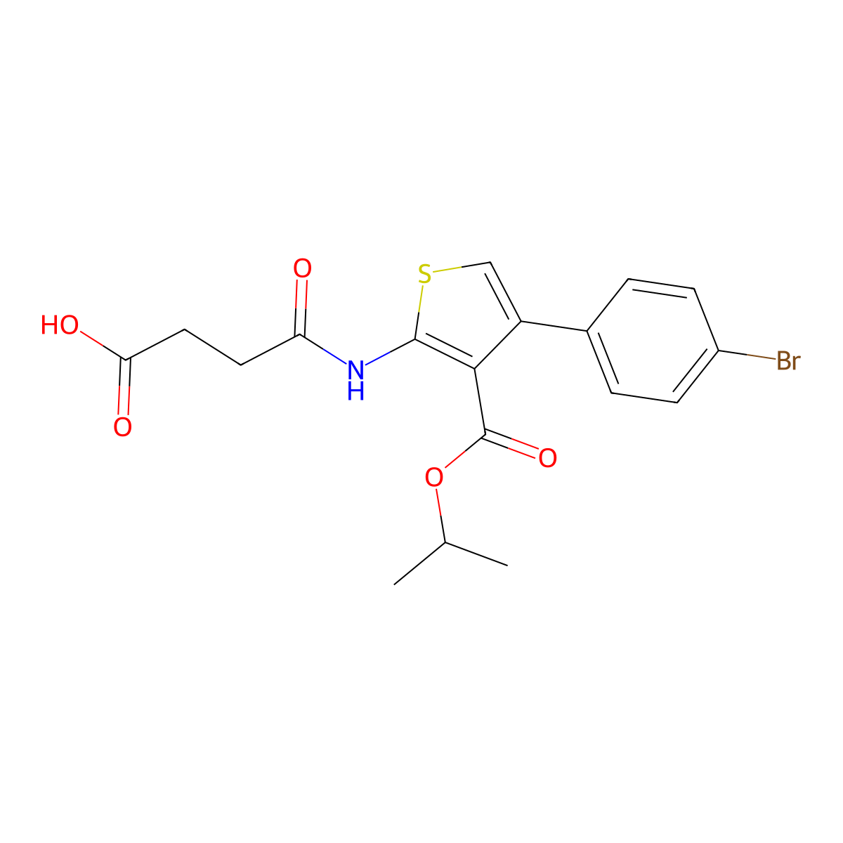 4-{[4-(4-Bromophenyl)-3-(isopropoxycarbonyl)-2-thienyl]amino}-4-oxobutanoic acid molecular structure, CAS 351155-01-6