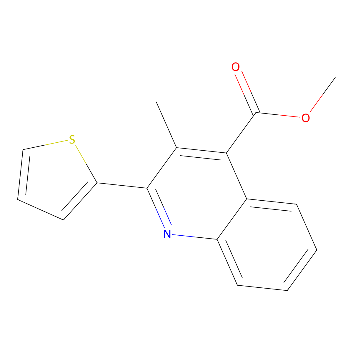 Methyl 3-methyl-2-thiophen-2-ylquinoline-4-carboxylate molecular structure, CAS 351155-06-1