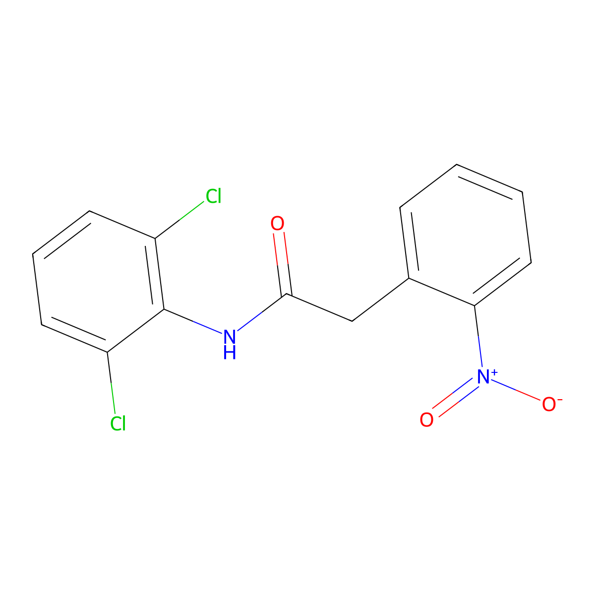 N-(2,6-dichlorophenyl)-2-(2-nitrophenyl)acetamide molecular structure, CAS 351155-61-8