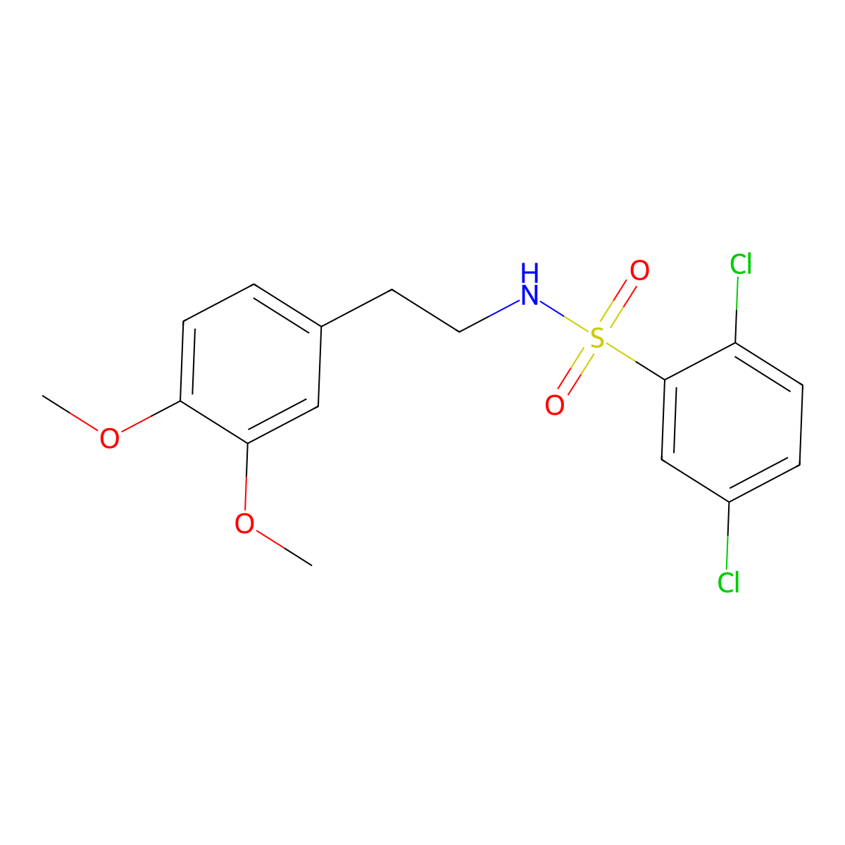 2,5-dichloro-N-[2-(3,4-dimethoxyphenyl)ethyl]benzenesulfonamide molecular structure, CAS 351155-74-3