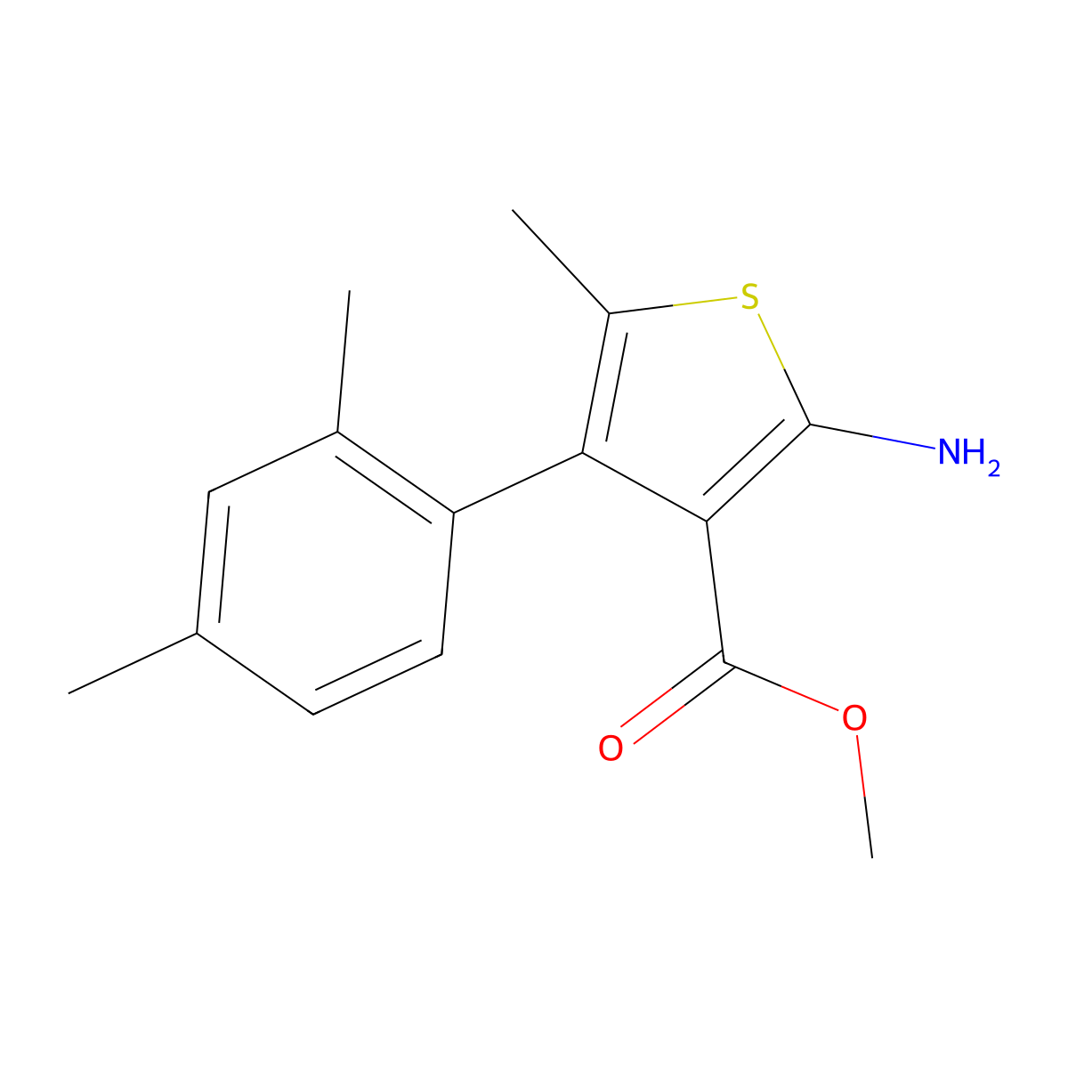 Methyl 2-amino-4-(2,4-dimethylphenyl)-5-methylthiophene-3-carboxylate molecular structure, CAS 351156-17-7