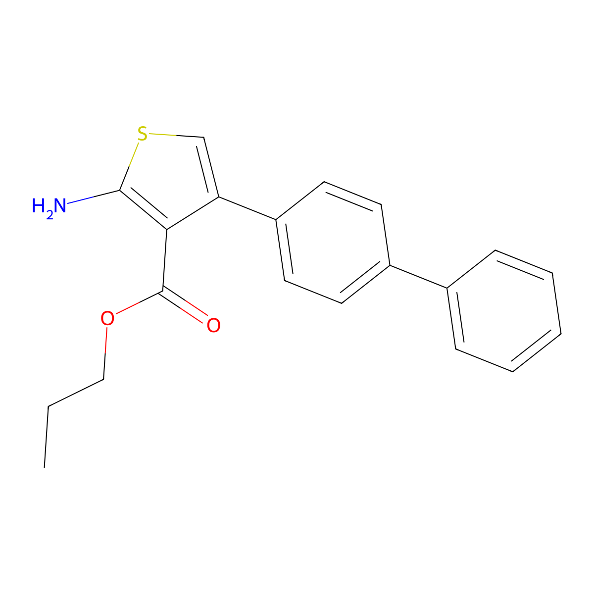 Propyl 2-amino-4-(1,1'-biphenyl-4-yl)thiophene-3-carboxylate molecular structure, CAS 351156-20-2
