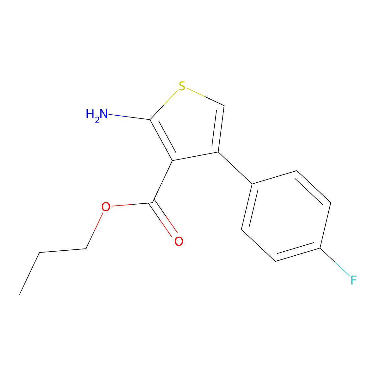 Propyl 2-amino-4-(4-fluorophenyl)thiophene-3-carboxylate molecular structure, CAS 351156-23-5
