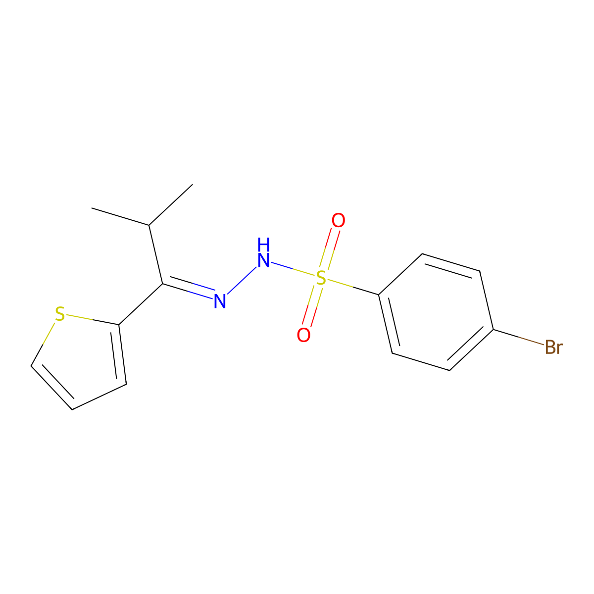 4-bromo-N'-[2-methyl-1-(2-thienyl)propylidene]benzenesulfonohydrazide molecular structure, CAS 351156-27-9