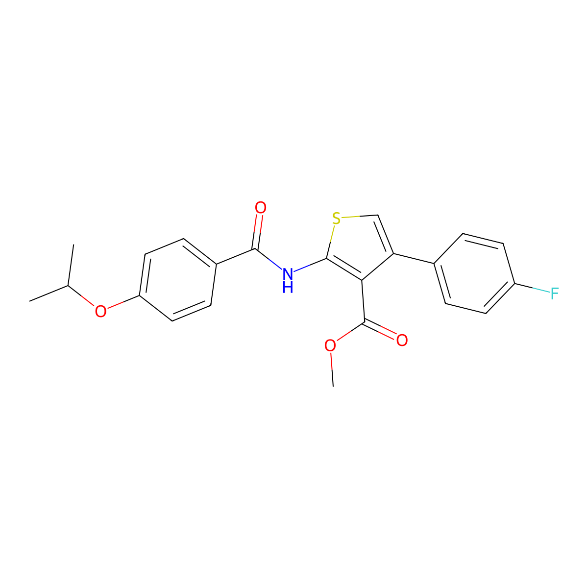 Methyl 4-(4-fluorophenyl)-2-[(4-isopropoxybenzoyl)amino]-3-thiophenecarboxylate molecular structure, CAS 351156-34-8
