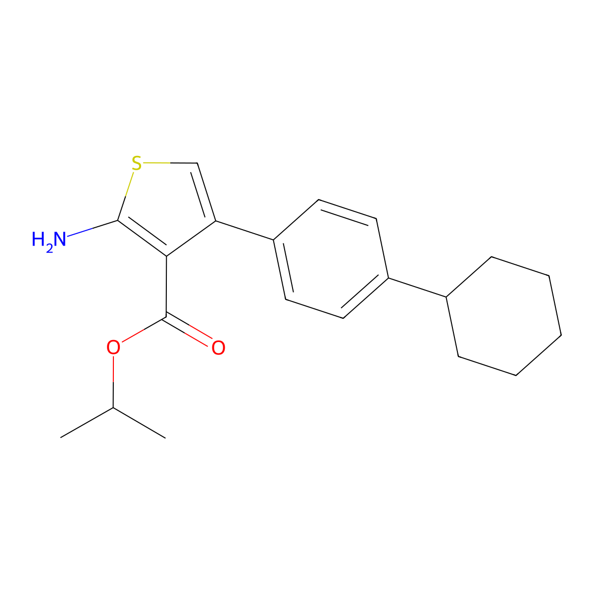 Isopropyl 2-amino-4-(4-cyclohexylphenyl)thiophene-3-carboxylate molecular structure, CAS 351156-36-0
