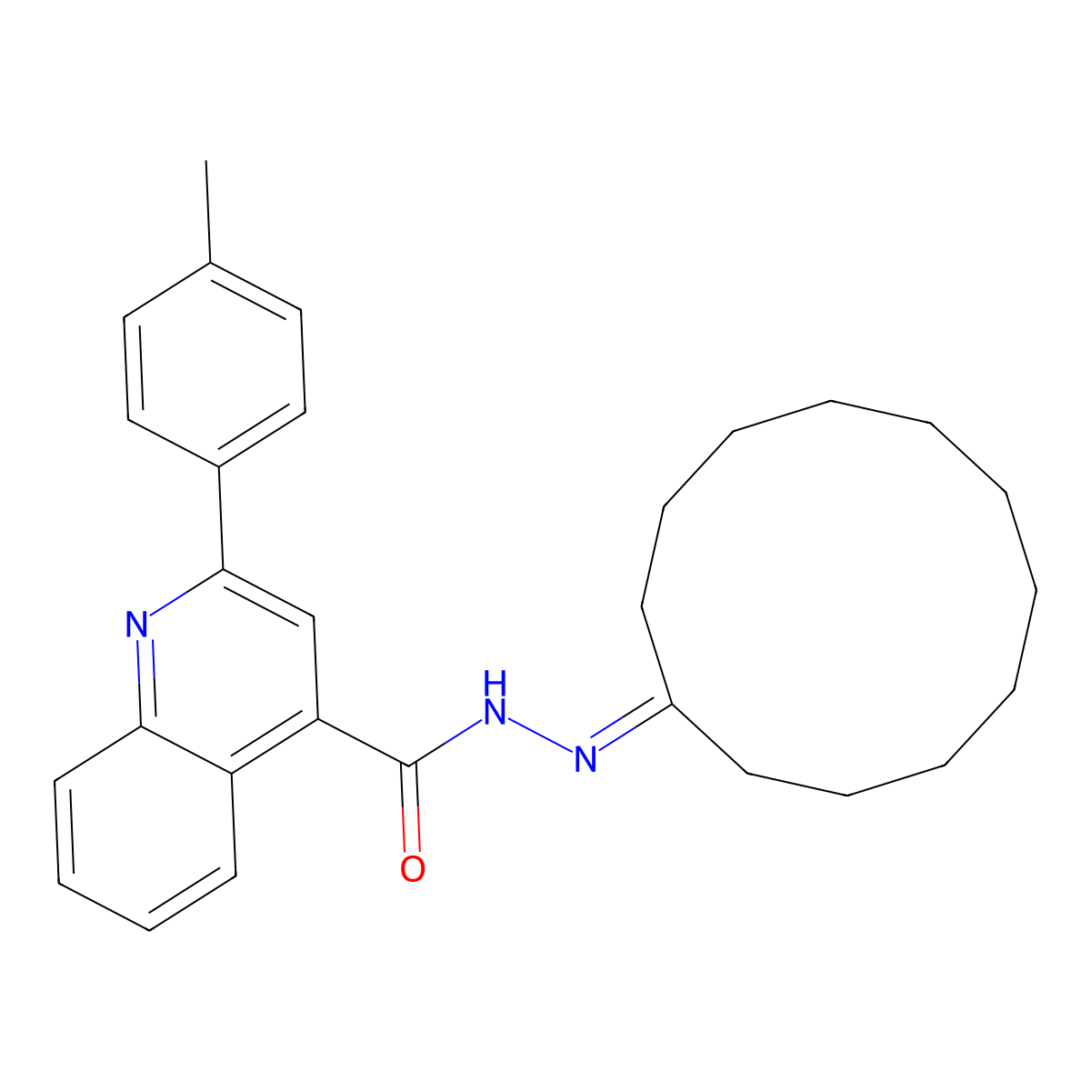 N'-cyclododecylidene-2-(4-methylphenyl)quinoline-4-carbohydrazide molecular structure, CAS 351156-37-1