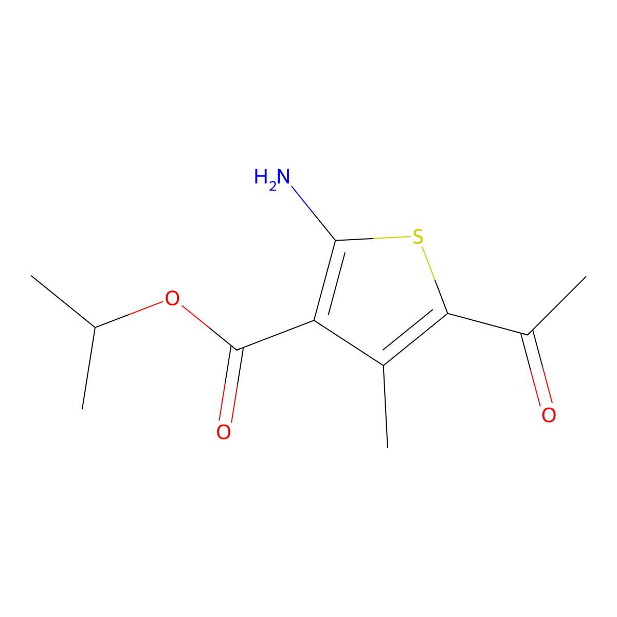 Propan-2-yl 5-acetyl-2-amino-4-methylthiophene-3-carboxylate molecular structure, CAS 351156-62-2