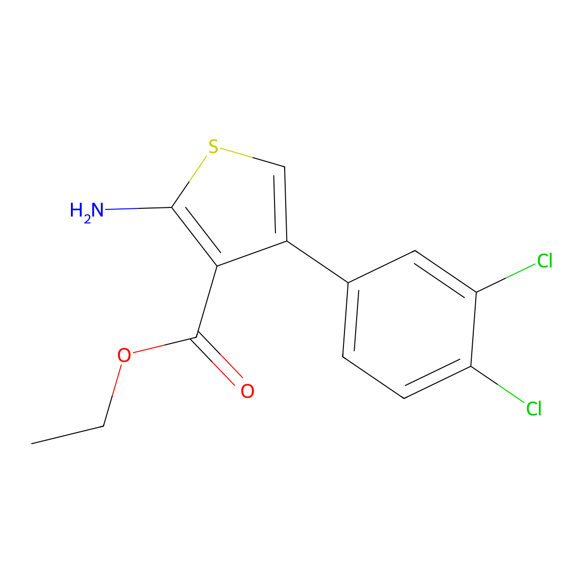 Ethyl 2-amino-4-(3,4-dichlorophenyl)thiophene-3-carboxylate molecular structure, CAS 351156-69-9