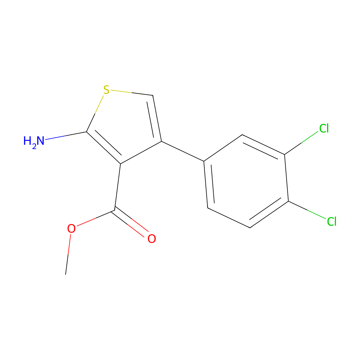 Methyl 2-amino-4-(3,4-dichlorophenyl)thiophene-3-carboxylate molecular structure, CAS 351156-72-4