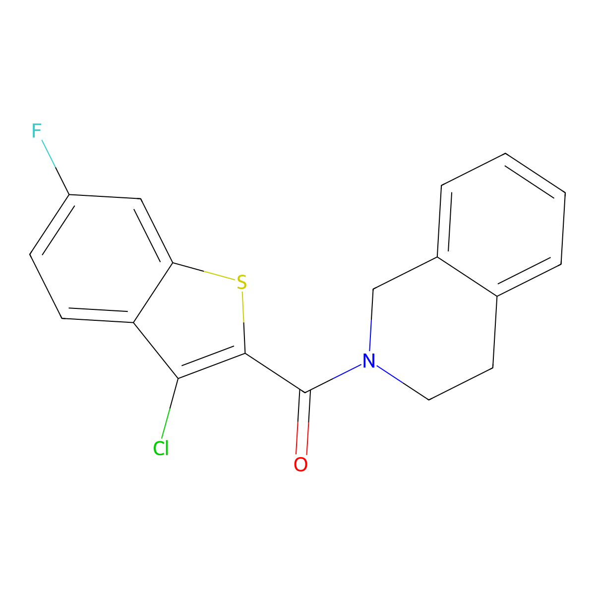 (3-chloro-6-fluoro-1-benzothiophen-2-yl)(3,4-dihydroisoquinolin-2(1H)-yl)methanone molecular structure, CAS 351156-96-2