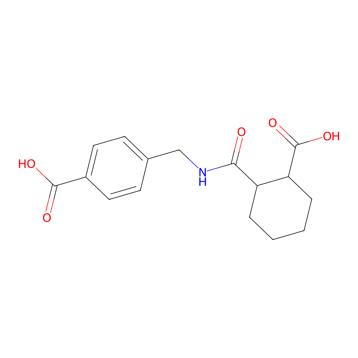4-({[(2-Carboxycyclohexyl)carbonyl]amino}methyl)benzoic acid molecular structure, CAS 351157-04-5