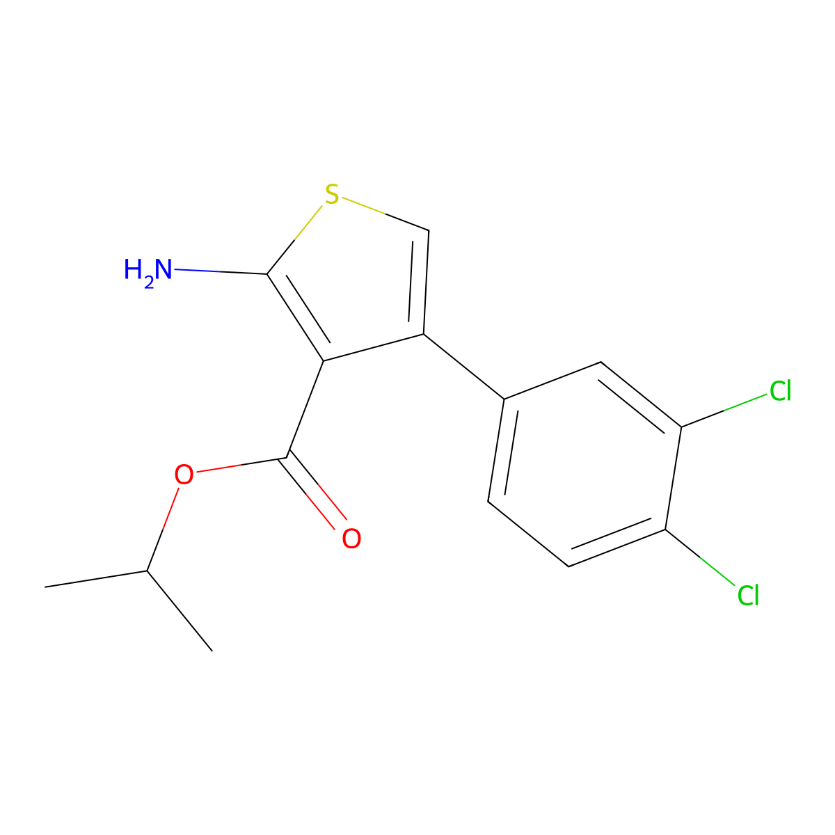 Isopropyl 2-amino-4-(3,4-dichlorophenyl)thiophene-3-carboxylate molecular structure, CAS 351157-06-7