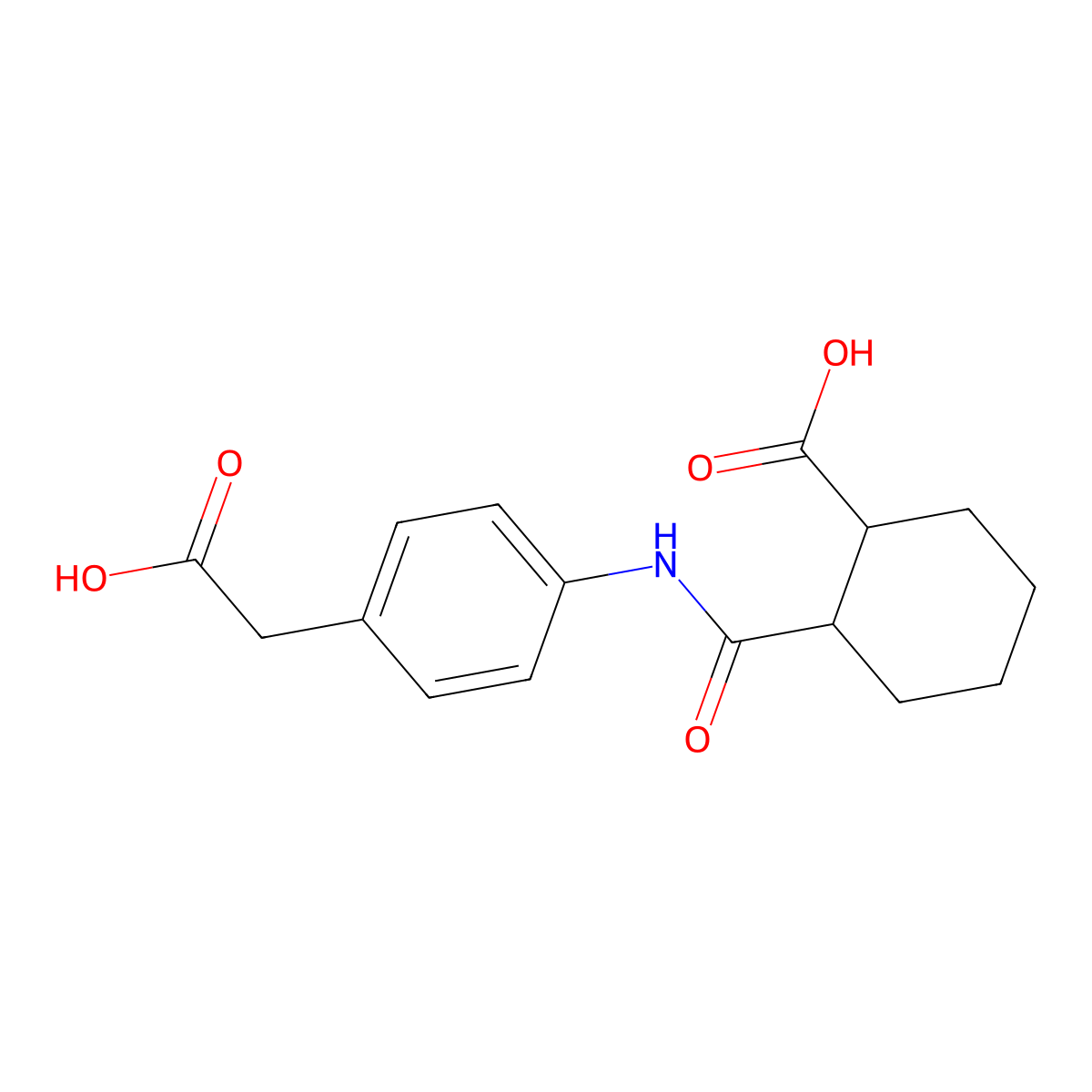 2-[[4-(Carboxymethyl)phenyl]carbamoyl]cyclohexane-1-carboxylic acid molecular structure, CAS 351157-32-9