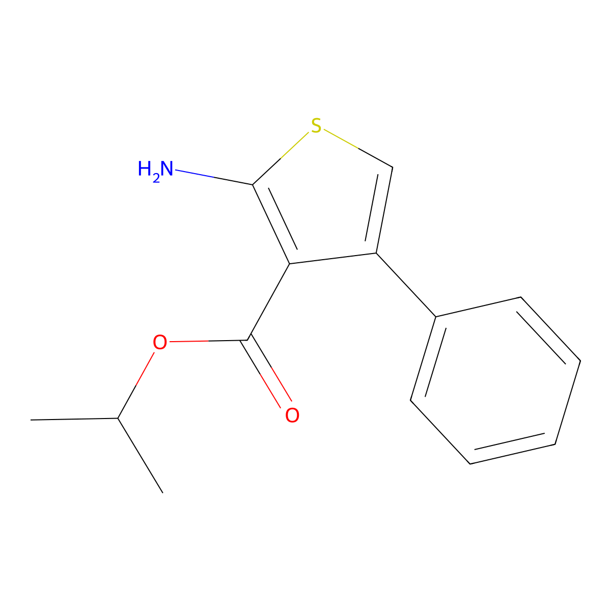 Isopropyl 2-amino-4-phenylthiophene-3-carboxylate molecular structure, CAS 351157-38-5