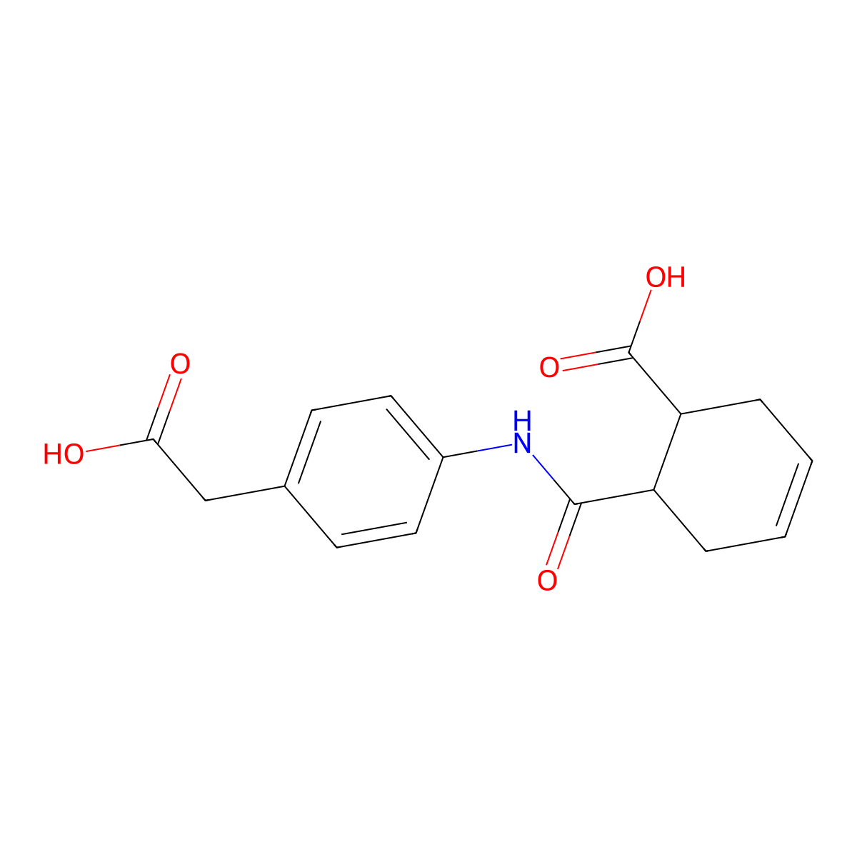 6-[[4-(Carboxymethyl)phenyl]carbamoyl]cyclohex-3-ene-1-carboxylic acid molecular structure, CAS 351157-71-6