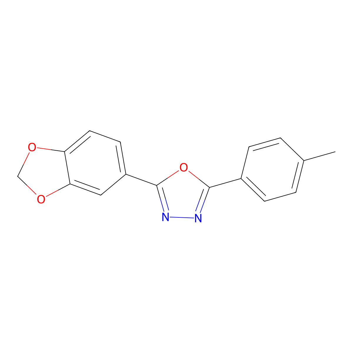 2-(1,3-Benzodioxol-5-yl)-5-(4-methylphenyl)-1,3,4-oxadiazole molecular structure, CAS 351157-94-3