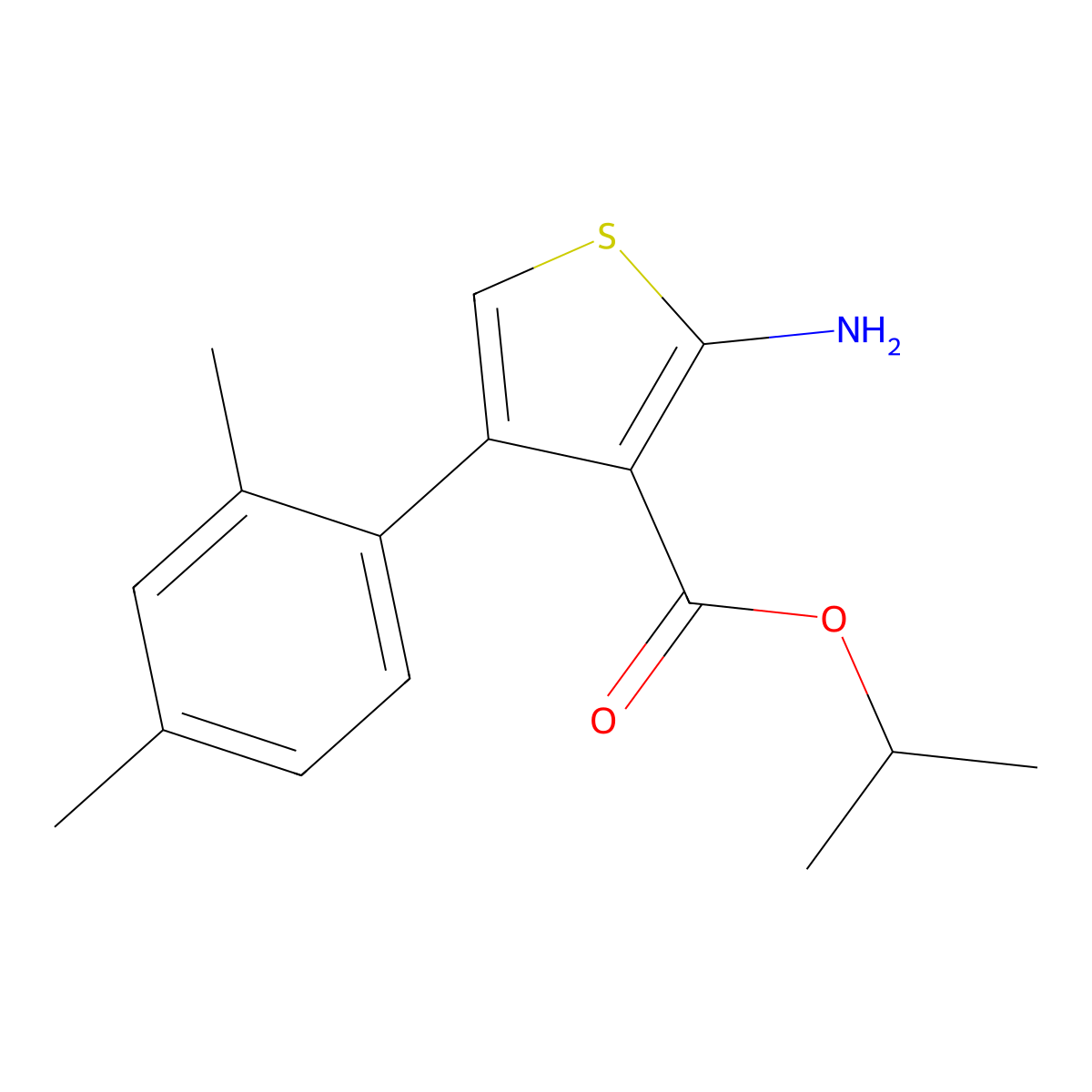 Isopropyl 2-amino-4-(2,4-dimethylphenyl)thiophene-3-carboxylate molecular structure, CAS 351158-06-0