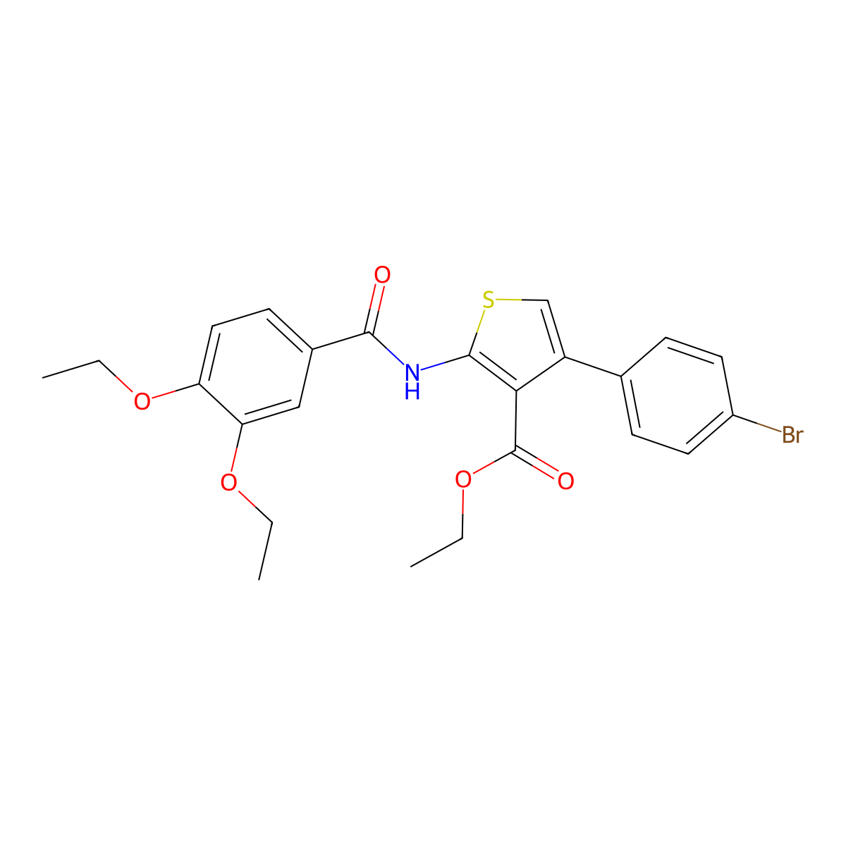 Ethyl 4-(4-bromophenyl)-2-[(3,4-diethoxybenzoyl)amino]thiophene-3-carboxylate molecular structure, CAS 351158-12-8