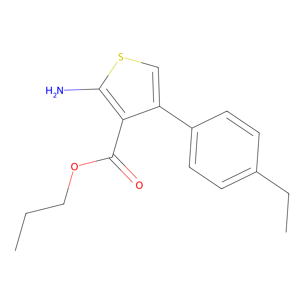Propyl 2-amino-4-(4-ethylphenyl)thiophene-3-carboxylate molecular structure, CAS 351158-16-2