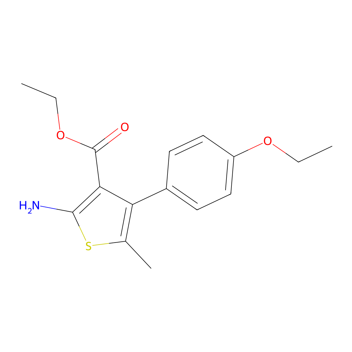 Ethyl 2-amino-4-(4-ethoxyphenyl)-5-methylthiophene-3-carboxylate molecular structure, CAS 351158-30-0