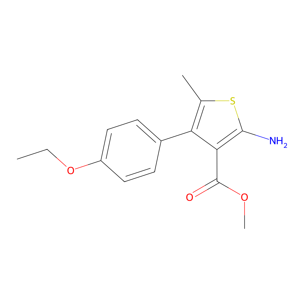 Methyl 2-amino-4-(4-ethoxyphenyl)-5-methylthiophene-3-carboxylate molecular structure, CAS 351158-36-6