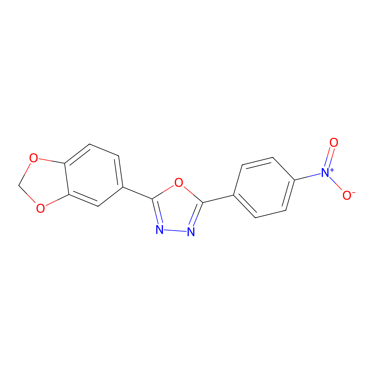 2-(1,3-Benzodioxol-5-yl)-5-(4-nitrophenyl)-1,3,4-oxadiazole molecular structure, CAS 351158-46-8