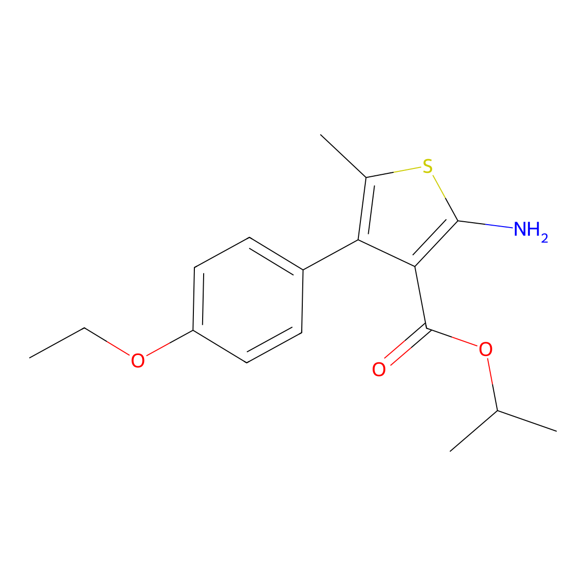 Isopropyl 2-amino-4-(4-ethoxyphenyl)-5-methylthiophene-3-carboxylate molecular structure, CAS 351158-53-7