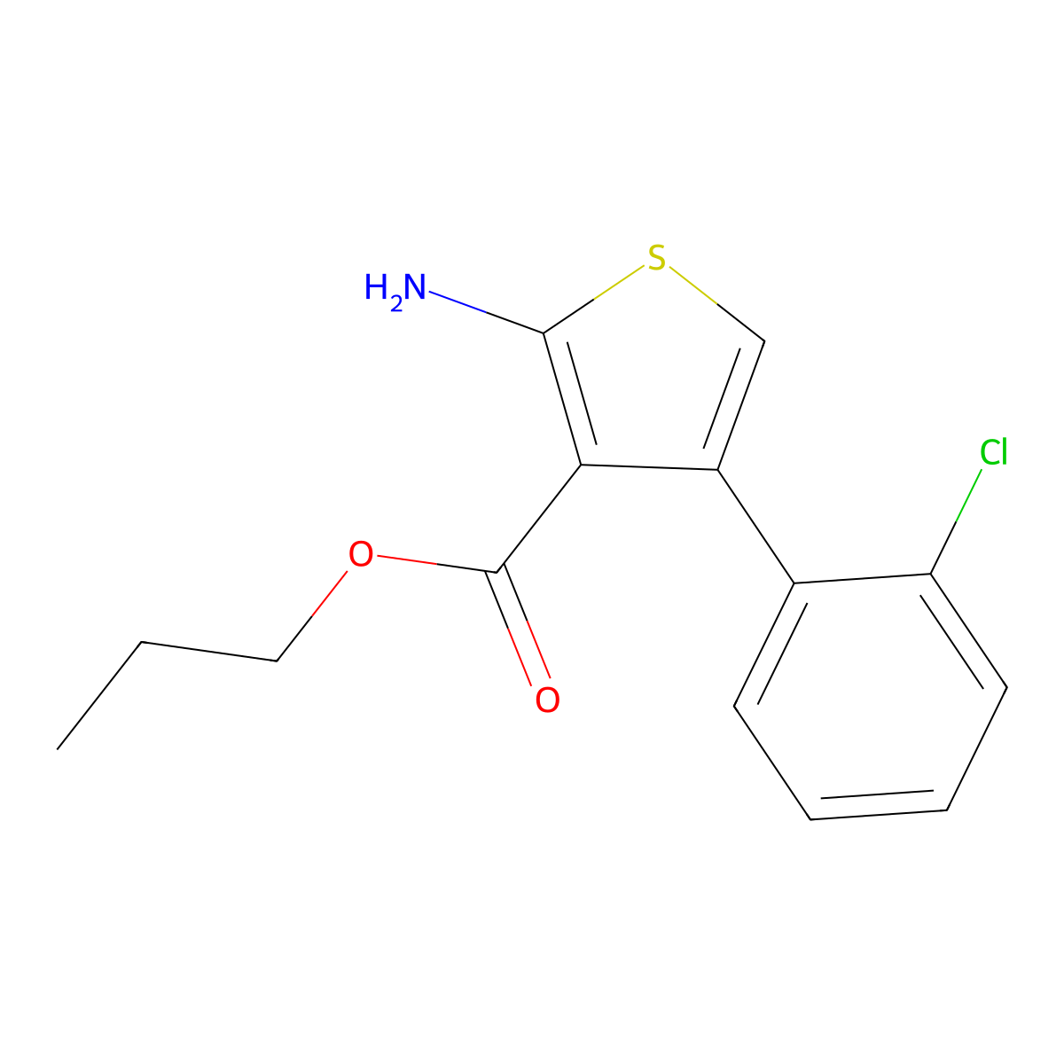Propyl 2-amino-4-(2-chlorophenyl)thiophene-3-carboxylate molecular structure, CAS 351158-61-7
