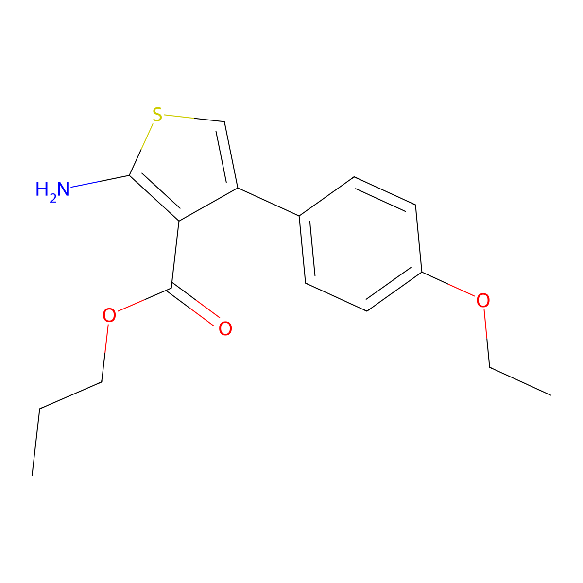 Propyl 2-amino-4-(4-ethoxyphenyl)thiophene-3-carboxylate molecular structure, CAS 351158-73-1