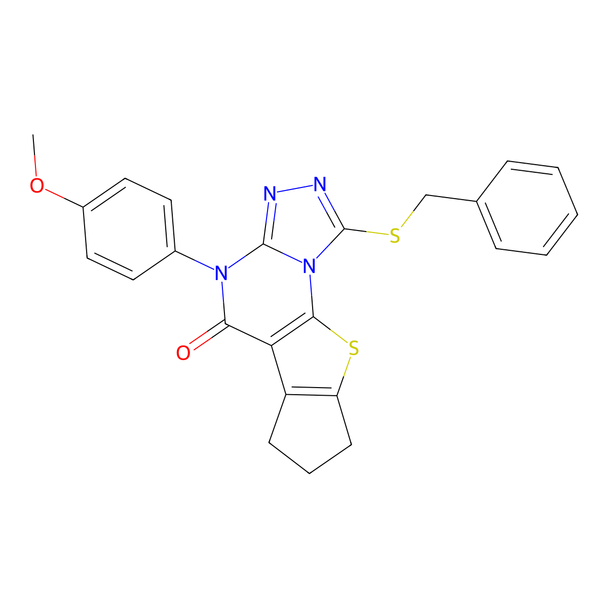 1-(benzylthio)-4-(4-methoxyphenyl)-7,8-dihydro-4H-cyclopenta[4,5]thieno[3,2-e][1,2,4]triazolo[4,3-a]pyrimidin-5(6H)-one molecular structure, CAS 351160-12-8