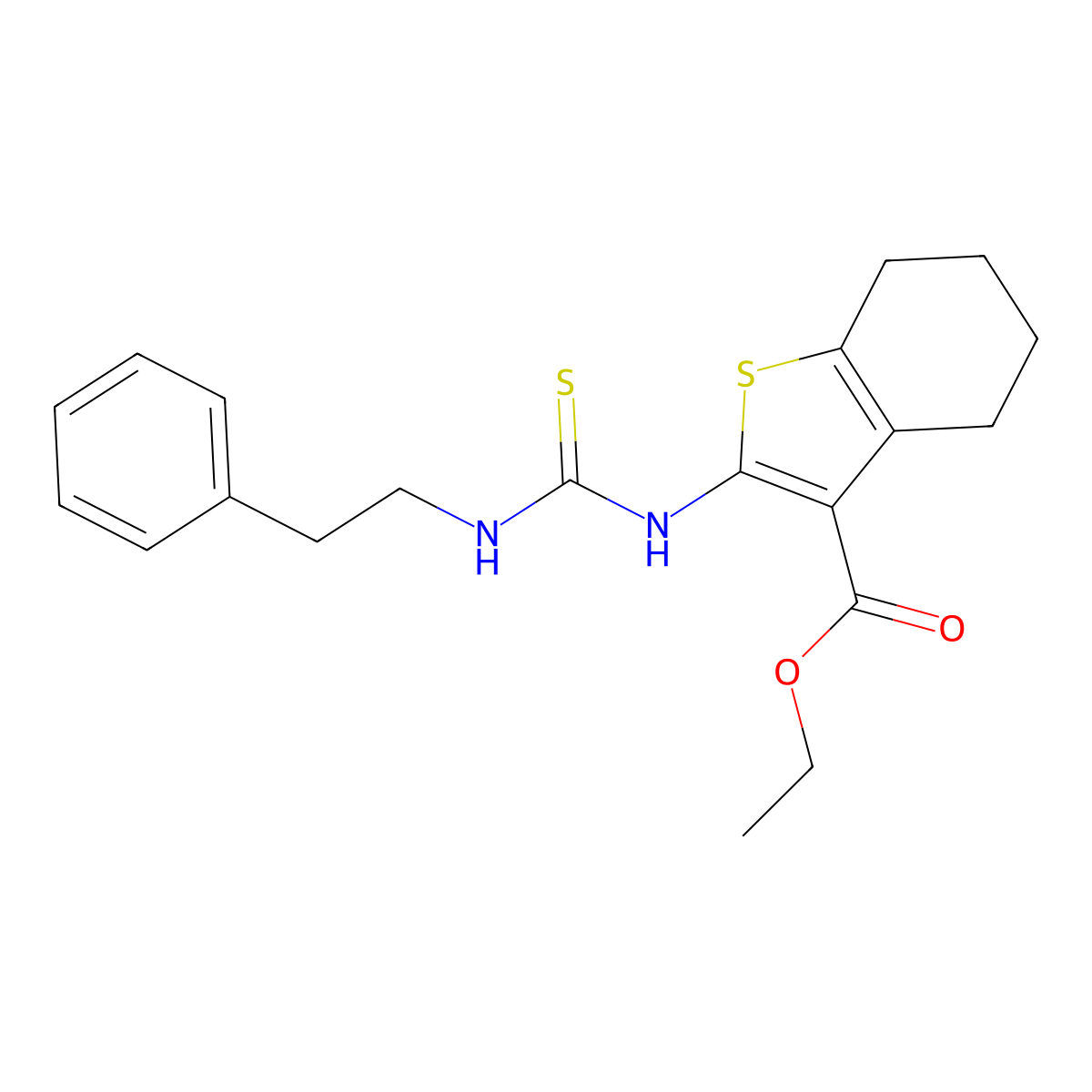 Ethyl 2-{[(2-phenylethyl)carbamothioyl]amino}-4,5,6,7-tetrahydro-1-benzothiophene-3-carboxylate molecular structure, CAS 351161-15-4