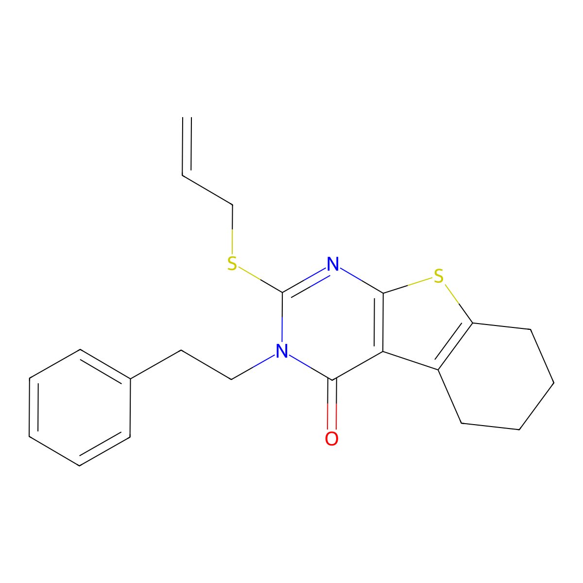 2-(allylsulfanyl)-3-(2-phenylethyl)-5,6,7,8-tetrahydro[1]benzothieno[2,3-d]pyrimidin-4(3H)-one molecular structure, CAS 351162-25-9