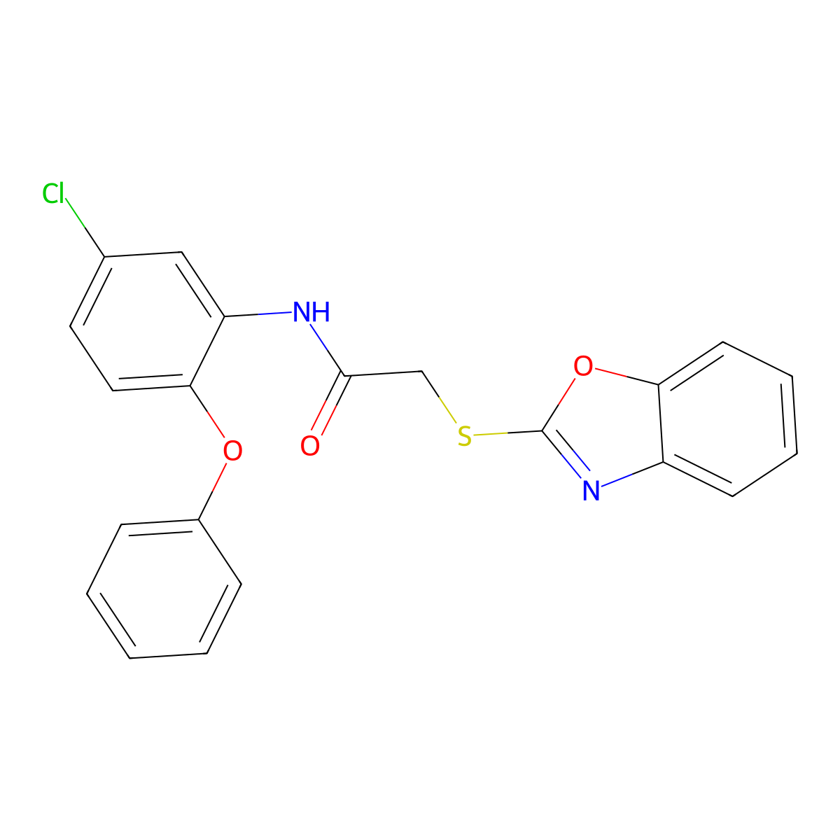 2-(1,3-benzoxazol-2-ylsulfanyl)-N-(5-chloro-2-phenoxyphenyl)acetamide molecular structure, CAS 351162-32-8