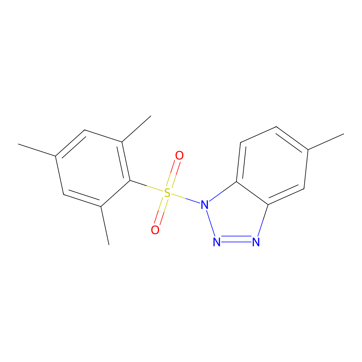 5-methyl-1-(2,4,6-trimethylbenzenesulfonyl)-1H-1,2,3-benzotriazole molecular structure, CAS 351162-54-4