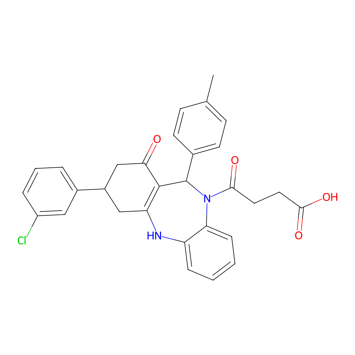 4-[9-(3-chlorophenyl)-6-(4-methylphenyl)-7-oxo-8,9,10,11-tetrahydro-6H-benzo[b][1,4]benzodiazepin-5-yl]-4-oxobutanoic acid molecular structure, CAS 351162-95-3
