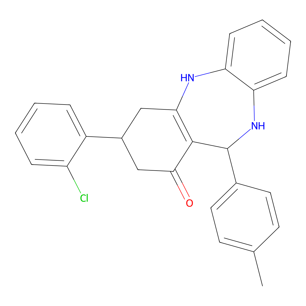 9-(2-Chlorophenyl)-6-(4-methylphenyl)-5,6,8,9,10,11-hexahydrobenzo[b][1,4]benzodiazepin-7-one molecular structure, CAS 351162-99-7