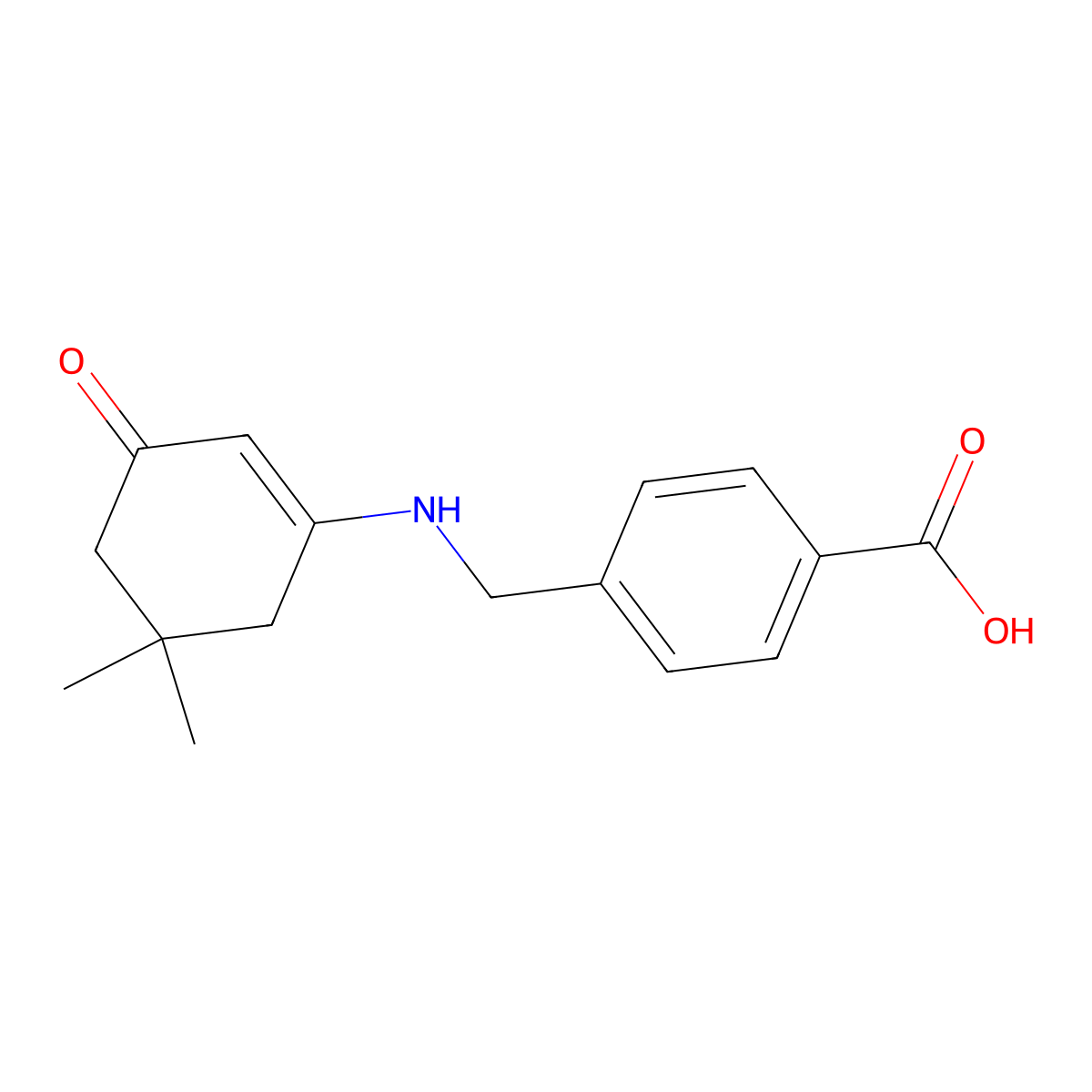 4-{[(5,5-Dimethyl-3-oxocyclohex-1-en-1-yl)amino]methyl}benzoic acid molecular structure, CAS 351163-31-0