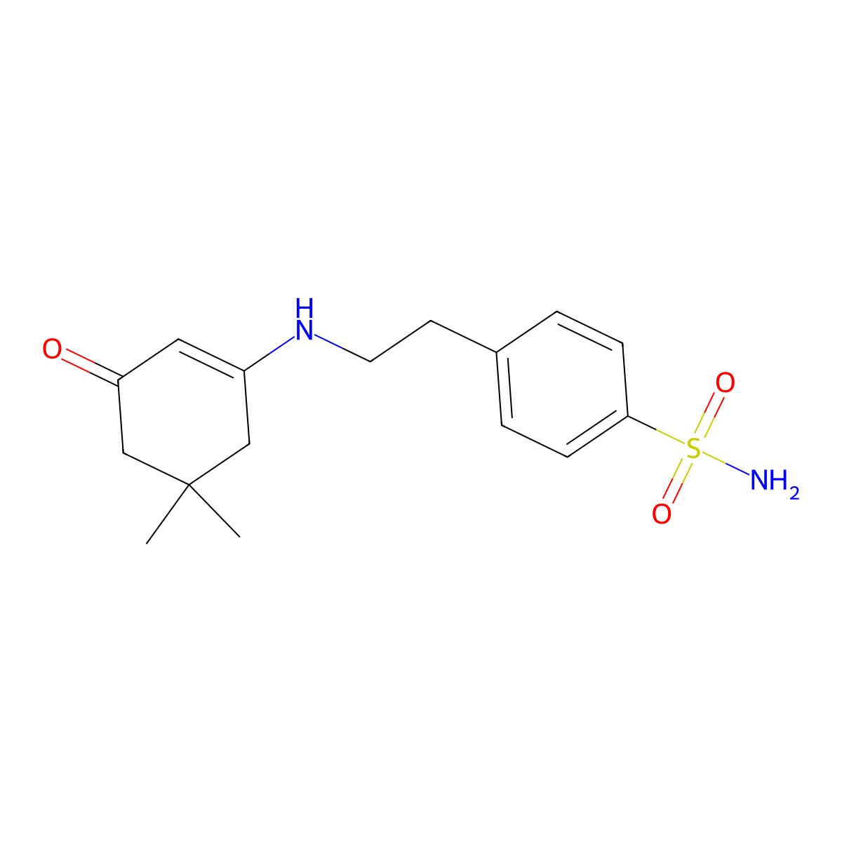 4-[2-[(5,5-Dimethyl-3-oxocyclohexen-1-yl)amino]ethyl]benzenesulfonamide molecular structure, CAS 351163-33-2